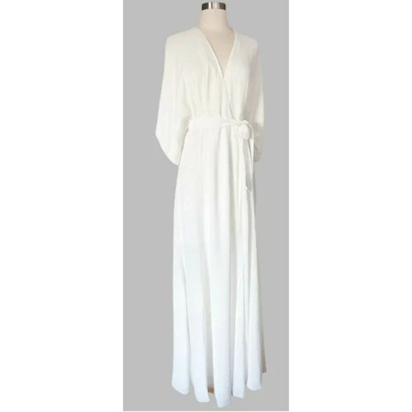 Reformation Winslow White Ivory Wrap Maxi Dress Small Flowy Gown - Picture 7 of 11